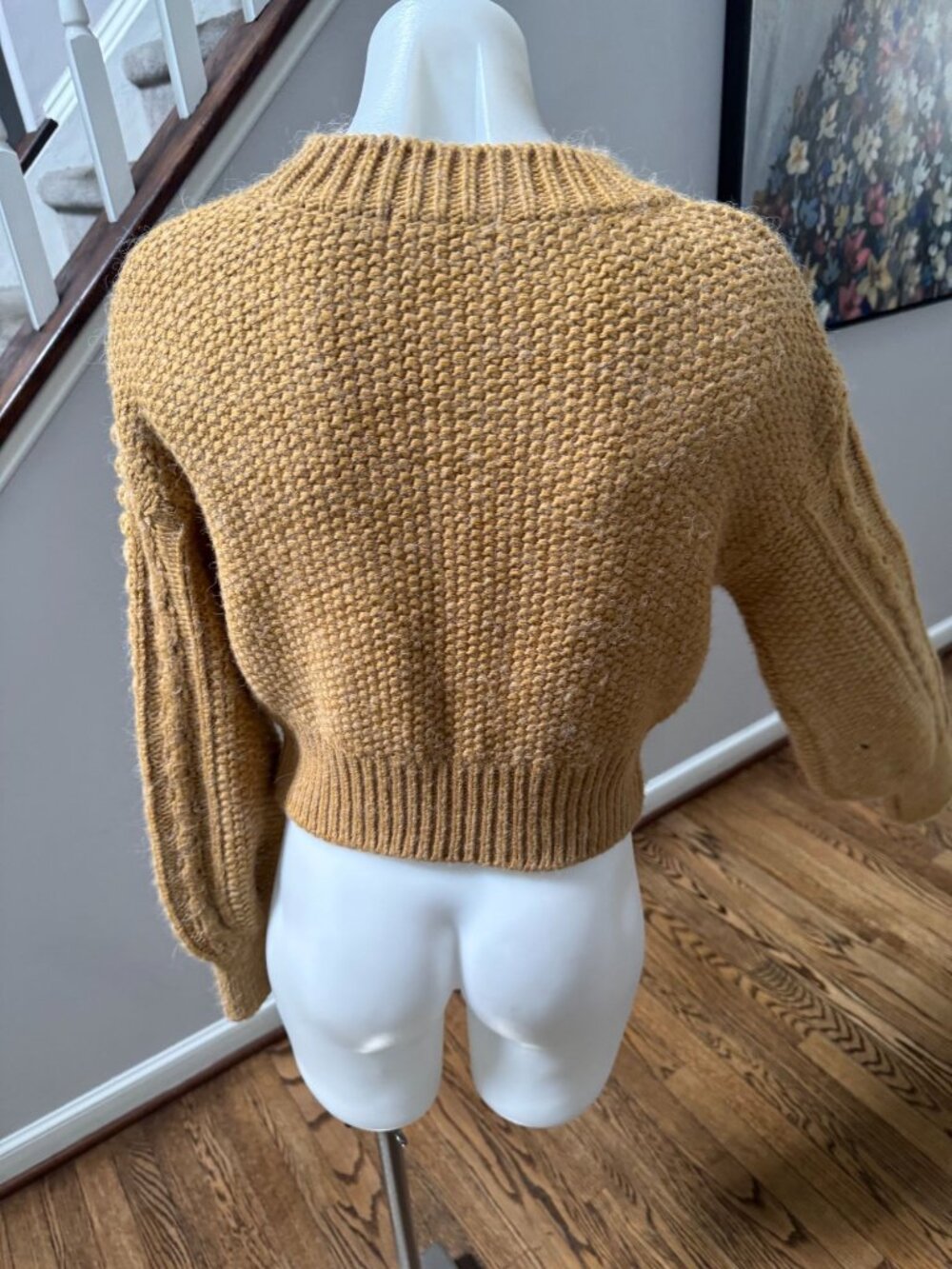 By Anthropologie Cropped Cable-Knit Sweater Brown Size XS - Picture 3 of 3